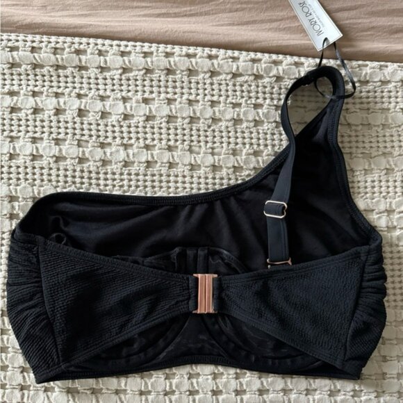 NEW Ivory Rose Black One-Shoulder Bikini Top Size 34F - Picture 2 of 6